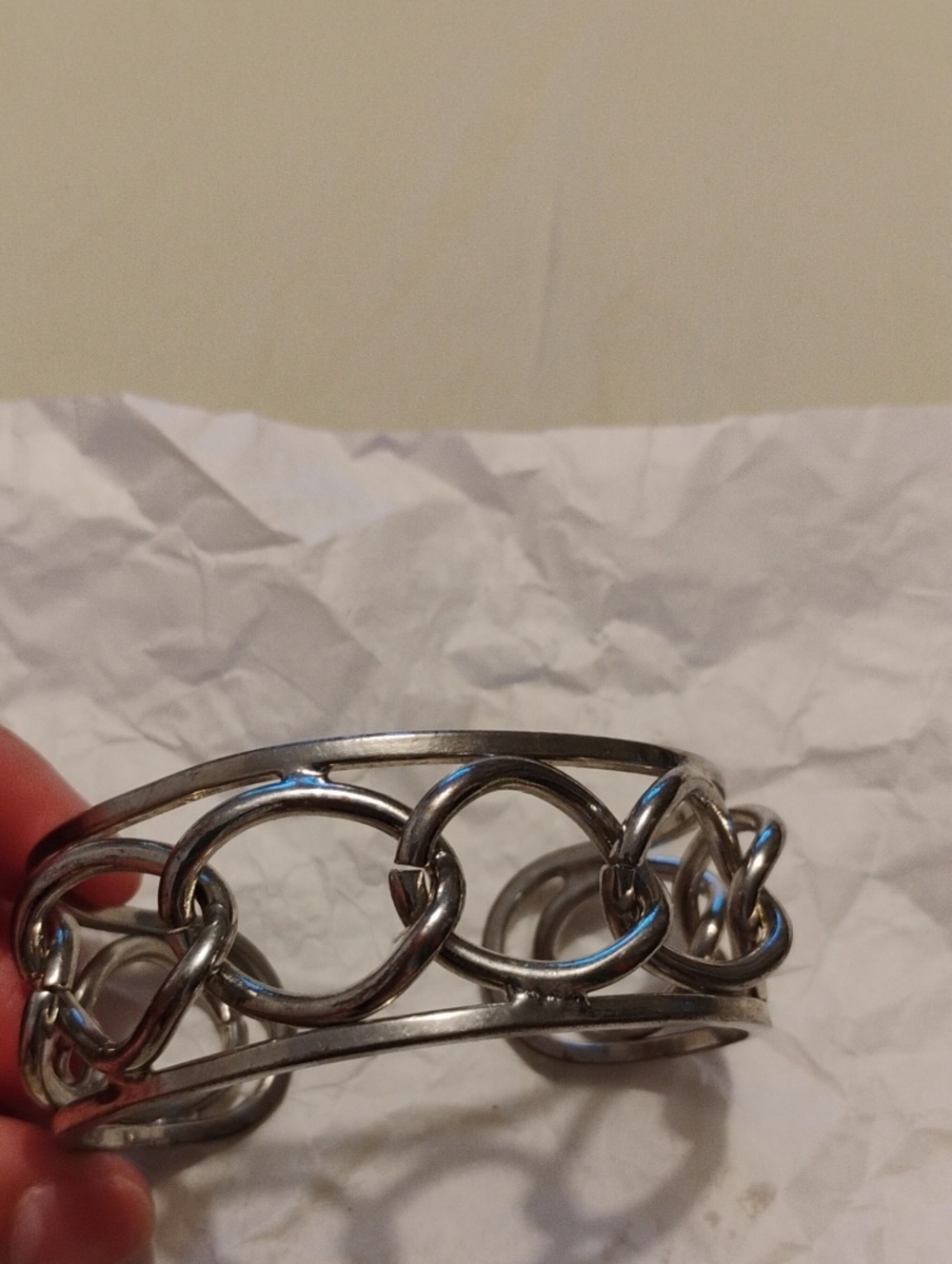 Silver Chain-Link Cuff Bracelet - Women Accessories